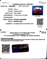 6.38/CT Natural Neo Burma Ruby with Govt. Lab Certificate (4551)